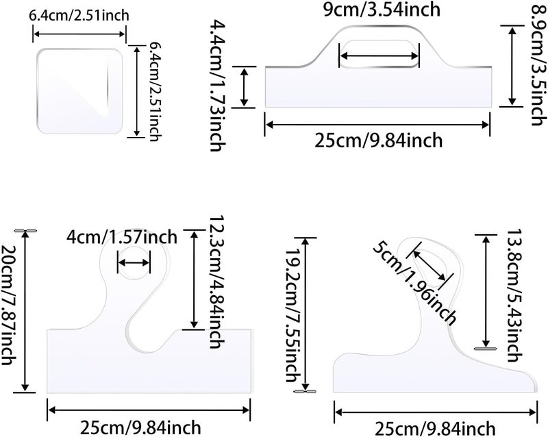 LYMOI Router Templates, 4pcs Acrylic Charcuterie Board Handle Template, Clear Cut Board Thick Handle Template, Angled Curvy Tracing Stencils Cut Guide Tools for Kitchen Woodworking. (Style 2) - Image 2